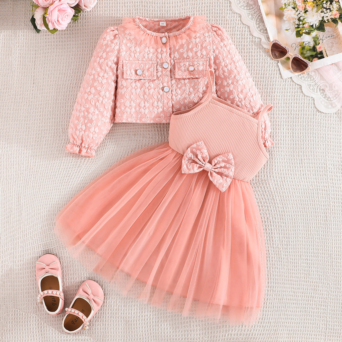 Jade Princesses Party Peach Tutu Set - girls peach tutu formal set - birthday occasion wear