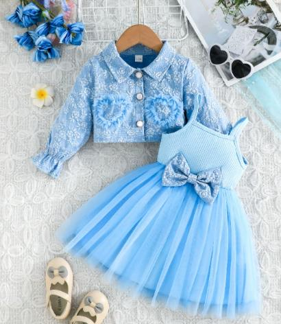 Jade Princesses Sky Blue Soirée Set - girls blue formal set - luxury occasion wear