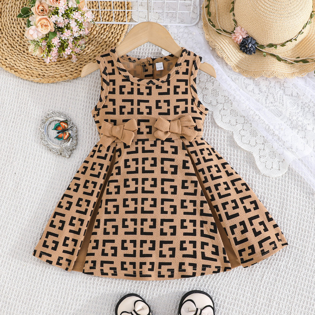 Jade Princesses Geometric Double-Bow Dress - girls formal bow dress - luxury formalwear