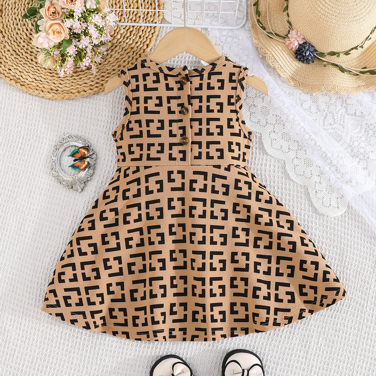 Jade Princesses Geometric Double-Bow Dress detail - girls occasion dress ages 0-9