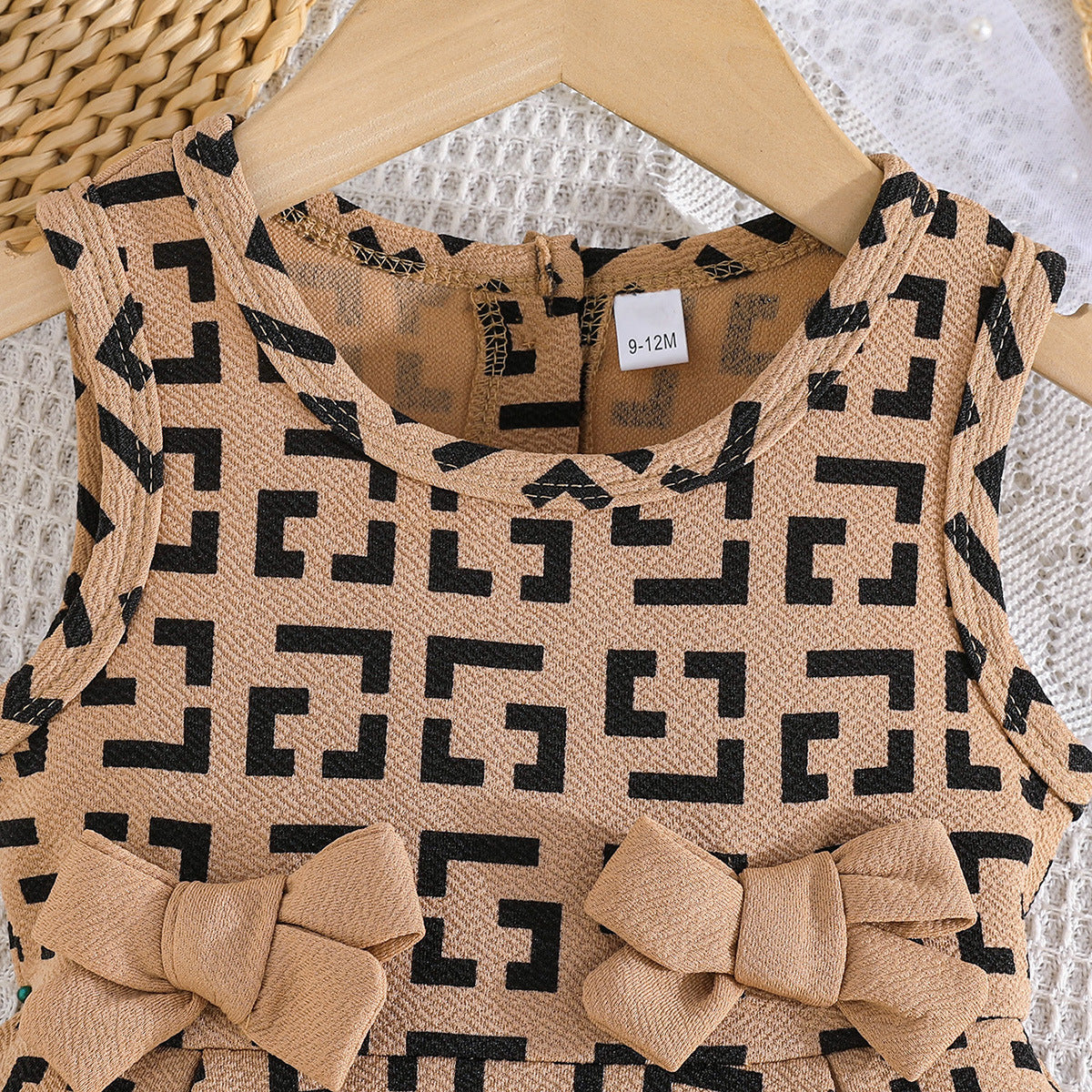 Jade Princesses Geometric Double-Bow Dress back - girls formal bow style dress