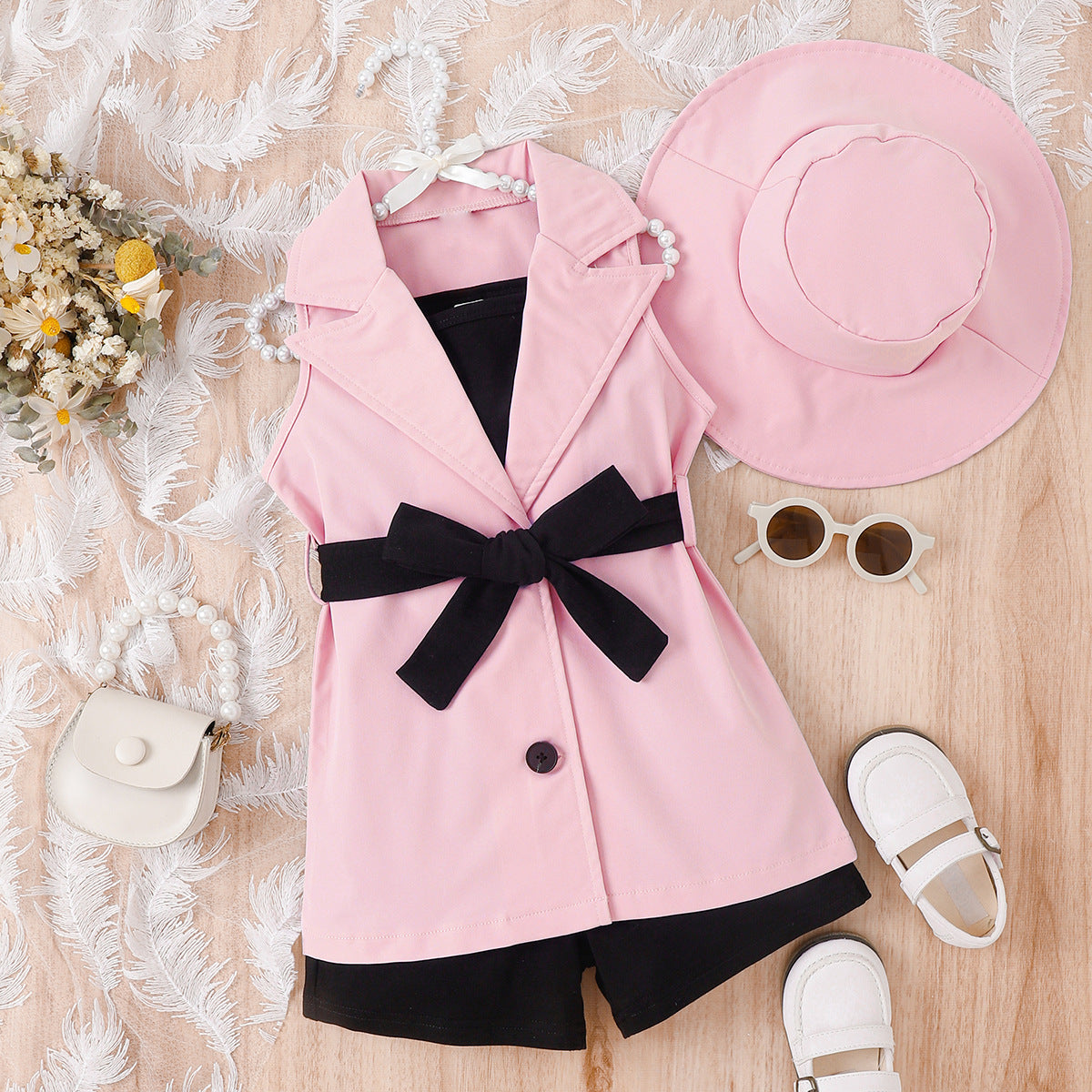 Jade Princesses Mini CEO Pink Trench Set styled - luxury girls occasion set
