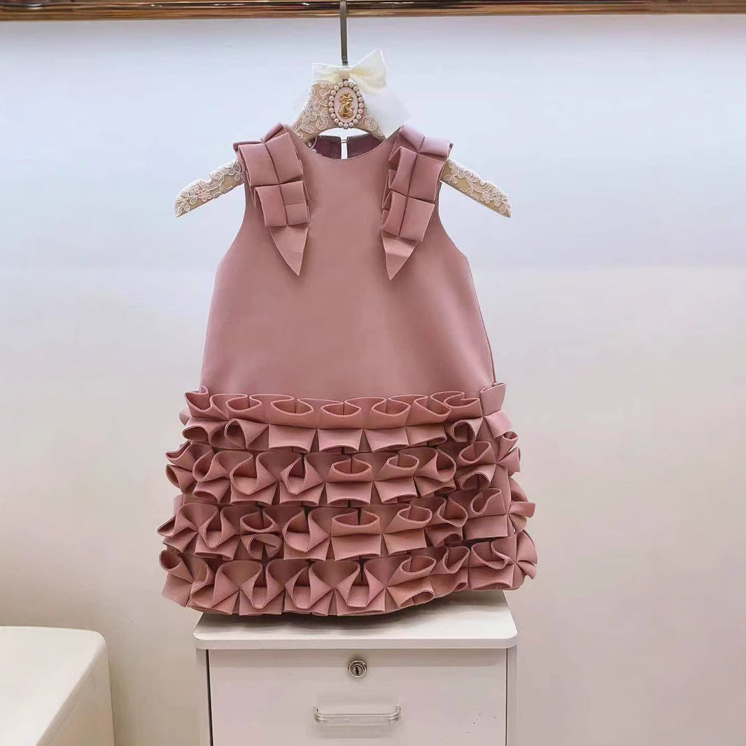 Jade Princesses Sculptural Ruffle Mini Dress - girls luxury ruffle dress - occasion wear